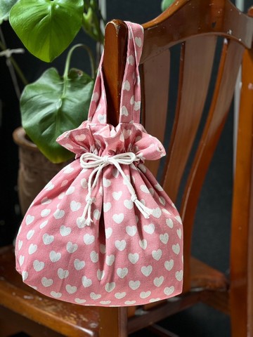 From2j4手工布包_花路手提袋(愛心花紋)