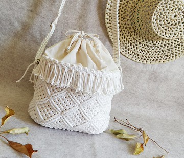 棉繩手工編織約會包/水桶包