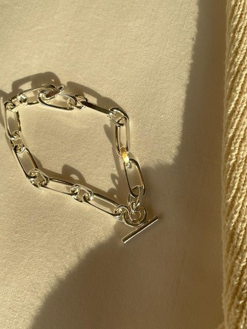 Sterling Silver Geometric Link Chain Bracelet (SB291)