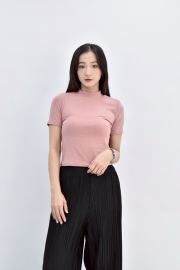 (S) xiao yan jia韓牌質感粉色短袖上衣