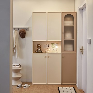 hoi!林氏木業奶糖系列1.2M開放格玻璃儲物櫃 TO3G