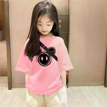 韓范兒~兒童純棉女童短袖寬鬆女孩T恤夏季新款中大童裝半袖上衣t 女童短袖T恤 中小童上衣 夏裝 可愛上衣 卡通T恤