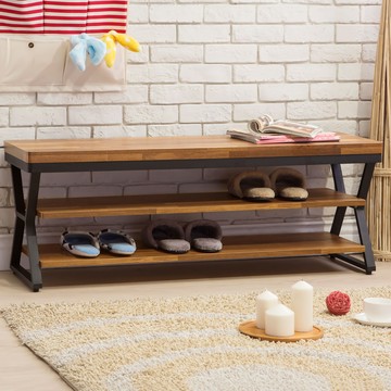 【Homelike】喜家居工業風4尺穿鞋椅/坐式鞋櫃(1658)