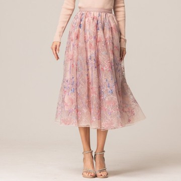 凡爾賽花園繡花菲利斯紗裙   粉