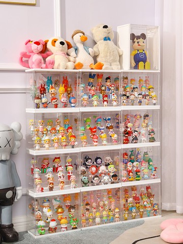 盲盒收納泡泡瑪特展示盒亞克力手辦娃娃擺放架公仔場景大容量落地