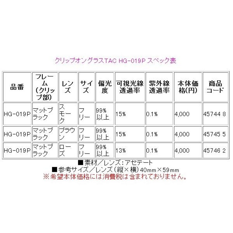 シマノ クリップオングラスTAC HG-019P マットブラック スモーク フリー 定形外可 「」 LINEショッピング