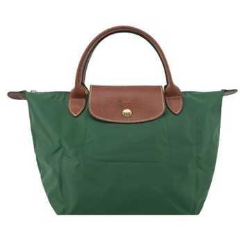 LONGCHAMP LE PLIAGE系列短把再生尼龍摺疊水餃包(小/英式綠)