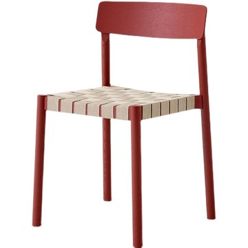 公司貨 免運 北歐綁帶餐椅家用咖啡椅傾線條靠背可疊放休閑繩編實木椅子 ins風 快速發貨