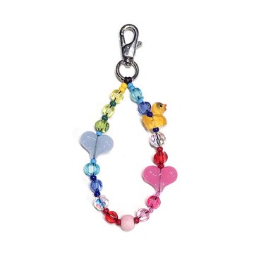 歐美ins風時尚彩色愛心串珠鑰匙扣手機鏈多功能相機包包掛件吊飾