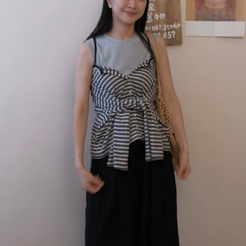 057_studio 日系3way多穿條紋罩衫外套
