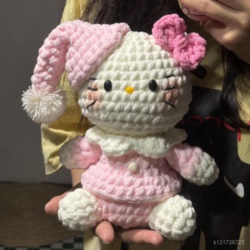 臺灣🚍8H出🉑睡衣HelloKitty貓手工毛綫鈎織diy材料包編織可愛玩偶送禮物女友 DRWB