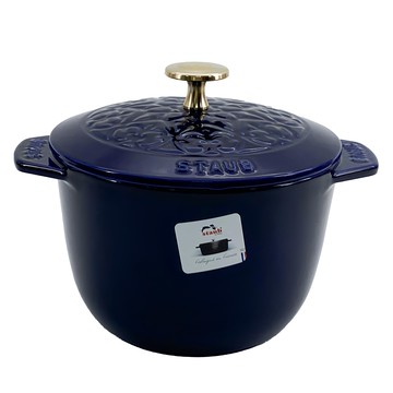 Staub 莉莉浮雕鍋蓋飯鍋 16cm 深藍色 11781691  深藍  1個