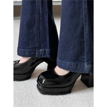 赫本風高跟鞋女2025春款百搭防水臺粗跟瑪麗珍鞋扣帶法式方頭單鞋