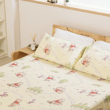 小熊維尼100%天絲雙人特大床包組 - 迪士尼正版 天絲萊賽爾 寢具