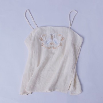 夏裝新款學生女漢服刺繡花背心吊帶民族風漢元素打底背心百搭1入