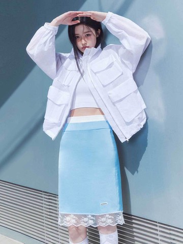 Satin Midi Skirt_Sky Blue