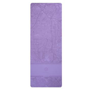 YOGASANA 城市素描 4mm柔霧絨皮革天然橡膠瑜珈墊-夕霧洛杉磯