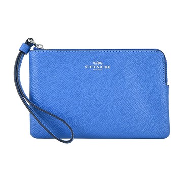 COACH 燙印馬車防刮皮革L拉鍊手拿包（皇家藍） _廠商直送