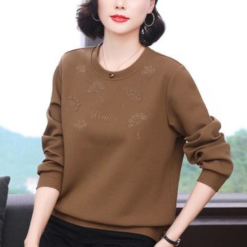 [巴黎精品] 現貨+預購 高級寬鬆上衣長袖罩衫T恤簡約大碼休閒大尺碼女裝百搭媽媽裝-花卉刺繡2色a1lq34