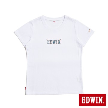 EDWIN 女款 牛仔布LOGO短袖T恤(白色)