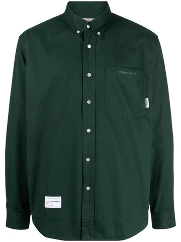 CHOCOOLATE - logo-patch cotton shirt - men - Cotton - S - Green