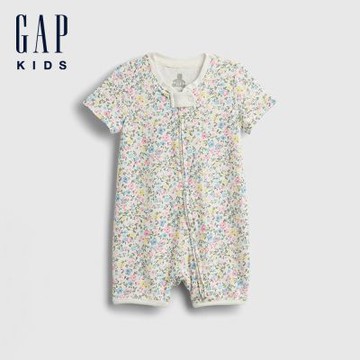 【GAP】嬰兒First Favorites短版連身衣-花卉/藍色條紋(883358)