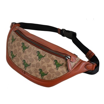 COACH CF078 REXY LEAGUE 恐龍印花胸口包/腰包.駝/磚紅