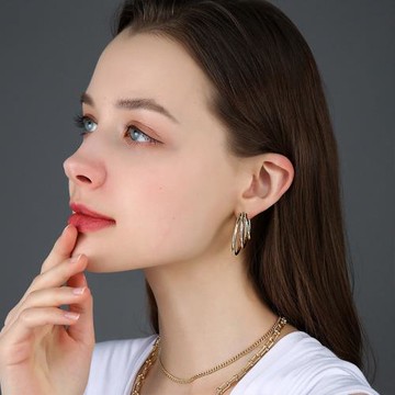 韓國版個性耳釘時尚高級感簡約潮流耳圈女925銀針夸張大氣耳飾女
