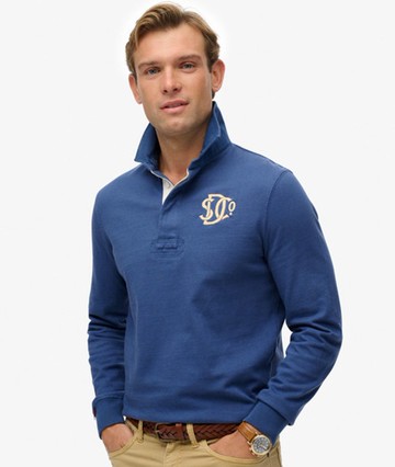 Superdry Men's Vintage Athletic Rugby Shirt Blue Size: Xxl