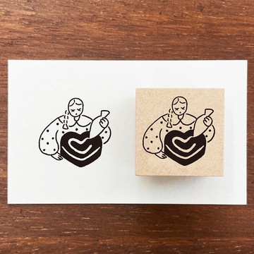 Maru醬 插畫印章 情人節B 2月 橡皮印章 女孩 日本製 a-101