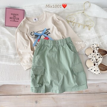 🌈✨mix1001 挺版 大口袋工裝裙✨兒童後小開衩工裝裙5-17