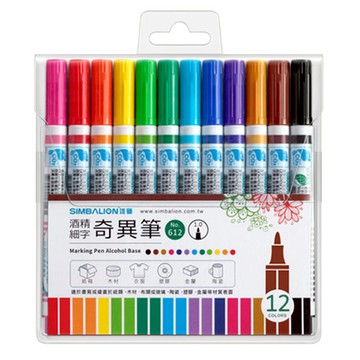 雄獅 酒精細字奇異筆(12色入) NO.600