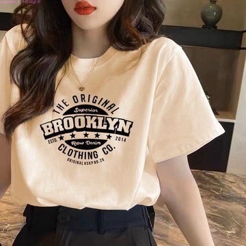 悅裳💎台灣免運💎純棉 短袖 t恤女 薄款 夏季 韓版潮 寬鬆 正肩圓領 女士 體恤 紫色上衣 韓國女裝 設計感 印花新款