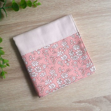 台灣二重紗手帕 = 拼接花柄 = 粉