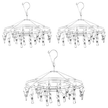 收納王妃 圓形20夾曬衣架  銀色  3個