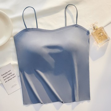 【Amhome】薄款冰絲無痕吊帶胸墊內搭舒適透氣背心# 121689(現貨+預購)