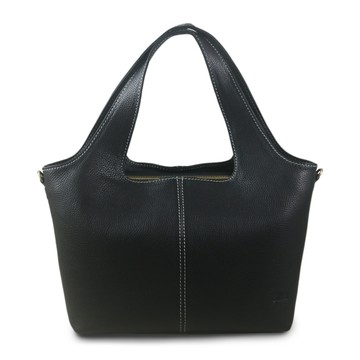 Sika真皮荔枝紋兩用購物包(大)-質感黑 L6166-03