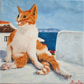 風景與薑貓 原創動物藝術手繪 作者 RinaArSK