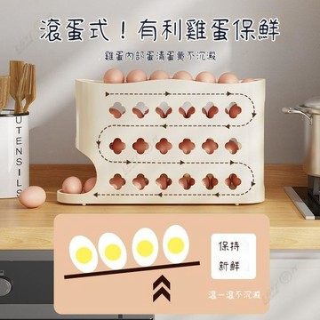 滾動雞蛋收納盒 廚房多層斜口自動滾蛋器 冰柜側門雞蛋托專用保鮮盒【UPTON】