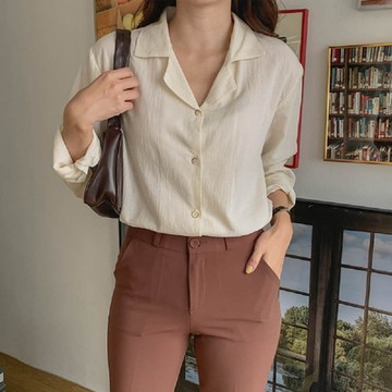 襯衫 法式微透絲質長袖襯衫Oa-0513-創翊韓都現貨