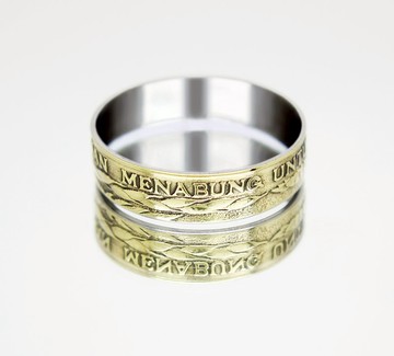 印度尼西亞硬幣戒指 10 盧比 1974 年男士硬幣戒指 女士硬幣戒指