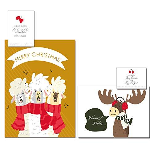 クリスマスグリーティングカード 72枚 動物 並行輸入