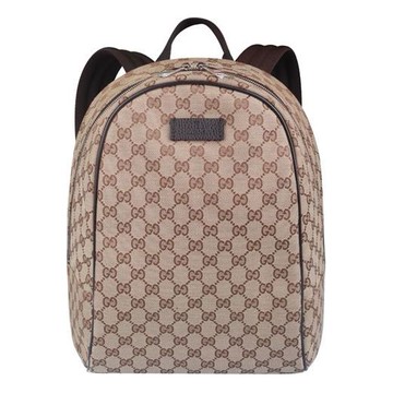 Gucci Logo Leather Logo Canvas schoolbag Backpack Unisex / / Brown Classic