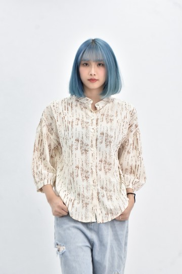 (2XL) blue shop 韓牌排扣杏色長袖上衣