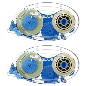 PLUS 普樂士 捲軸式雙面膠帶 正帶 10m x 8.4mm TG-310  透明色 + 藍色  2個