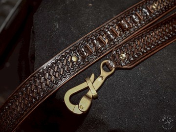 Sailor Belt-水手腰帶-Type.2 加寬版-籃紋茶芯黑