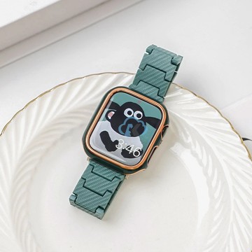 適用於 Fitbit Versa 4 3 Sense2/1代 碳纖維紋亞克力三珠錶帶 輕盈舒適創意個性腕带