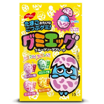 【江戶物語】 NOBEL 諾貝爾 彩蛋造型水果蘇打軟糖 40g 綜合水果風味軟糖 造型軟糖 蛋型糖果 日本原裝進口