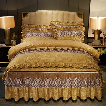 歐式天鵝絨床裙四件套秋冬加厚夾棉保暖短毛絨床罩被單被套1.8/2m