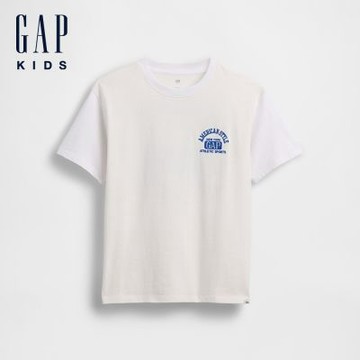 【GAP】兒童寬鬆版圖案 Logo T恤-清新白/復古深藍/褪紅色(901535)